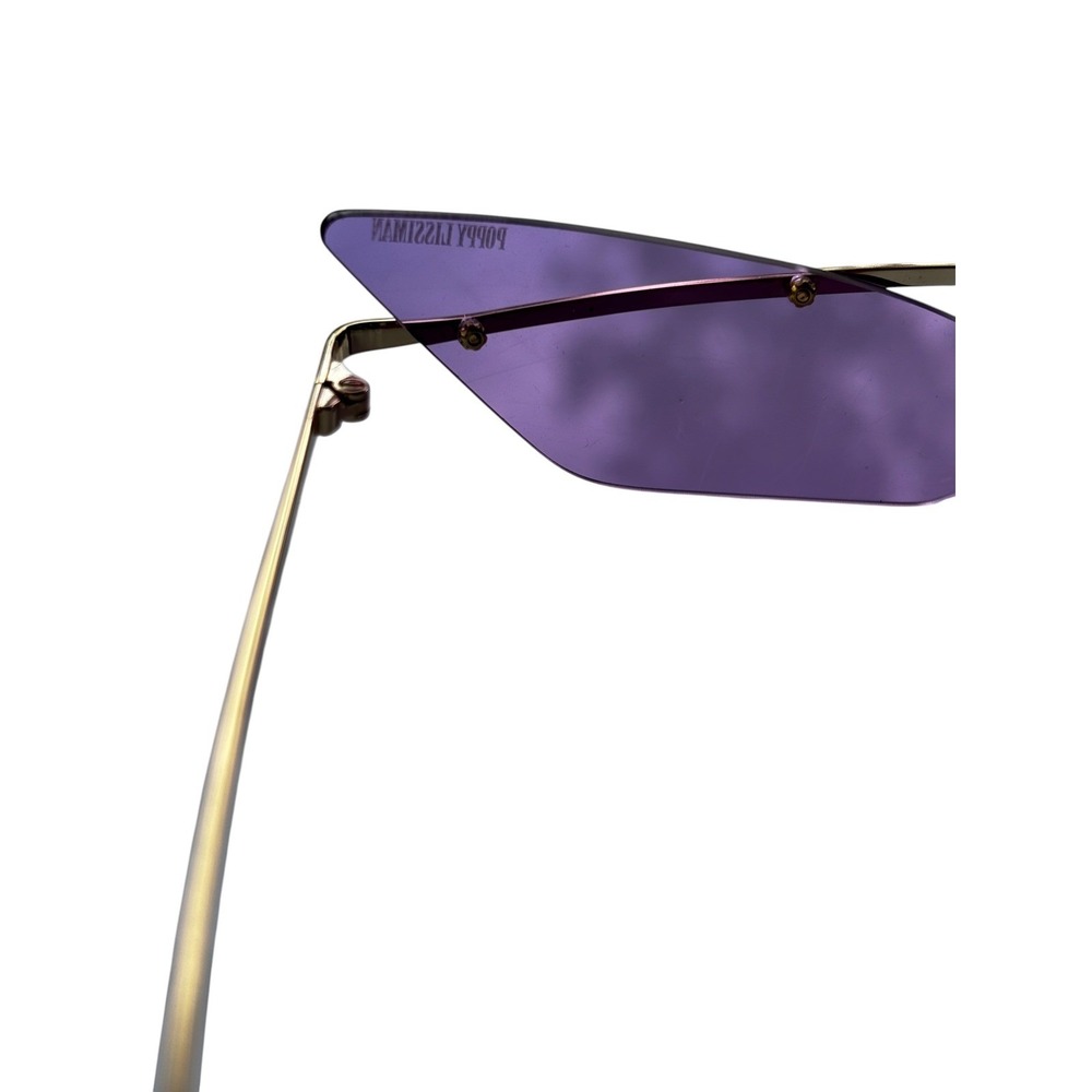 Poppy Lissiman Skinny Cat Eye Sunglasses Purple Gold Y2K Futuristic Cyber - Picture 4 of 7